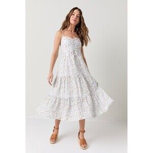 Francescas Audrey Parks Tiered Floral Maxi Dress Med Eyelet Coquette Cottagecore